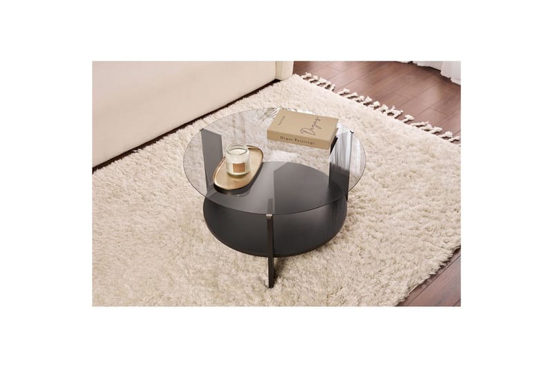 Kahvipöytä Clara 75 cm Lasilevyllä - Musta puu / Savu - Huonekalut - Pöytä & ruokailuryhmä - Sohvapöytä