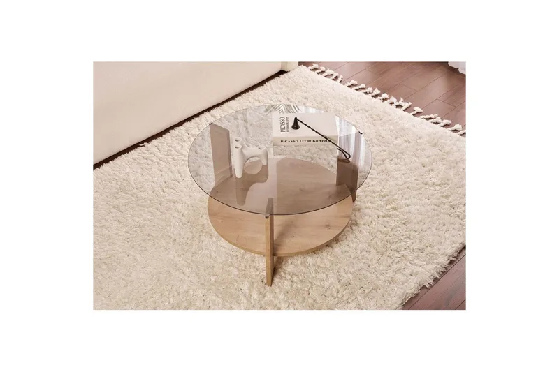 Kahvipöytä Clara 75 cm Lasilevyllä - Safiiritammi / Fume - Huonekalut - Pöytä & ruokailuryhmä - Sohvapöytä