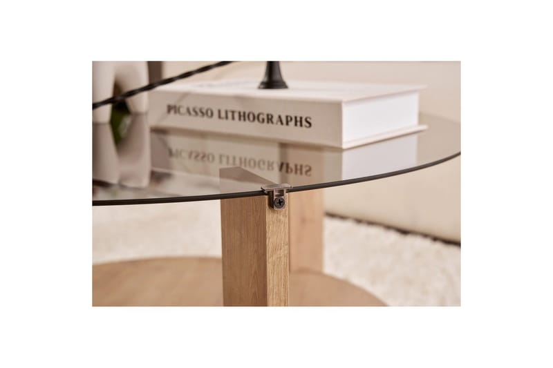 Kahvipöytä Clara 75 cm Lasilevyllä - Safiiritammi / Fume - Huonekalut - Pöytä & ruokailuryhmä - Sohvapöytä