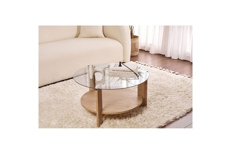 Kahvipöytä Clara 75 cm Lasilevyllä - Safiiritammi / Fume - Huonekalut - Pöytä & ruokailuryhmä - Sohvapöytä