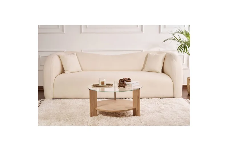 Kahvipöytä Clara 75 cm Lasilevyllä - Safiiritammi / Läpinäkyvä - Huonekalut - Pöytä & ruokailuryhmä - Sohvapöytä