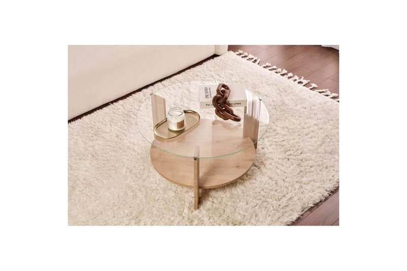 Kahvipöytä Clara 75 cm Lasilevyllä - Safiiritammi / Läpinäkyvä - Huonekalut - Pöytä & ruokailuryhmä - Sohvapöytä