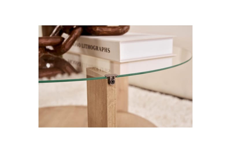 Kahvipöytä Clara 75 cm Lasilevyllä - Safiiritammi / Läpinäkyvä - Huonekalut - Pöytä & ruokailuryhmä - Sohvapöytä