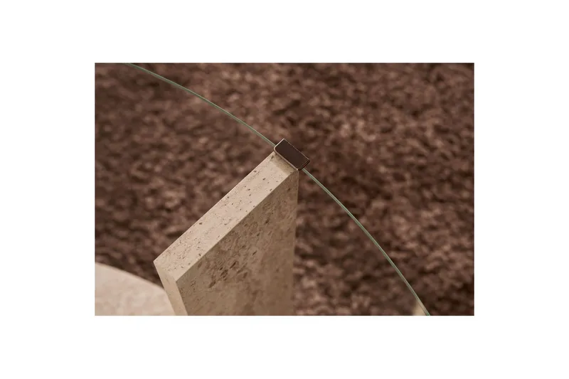 Kahvipöytä Clara 75 cm Lasilevyllä - Travertiini / Läpinäkyvä - Huonekalut - Pöytä & ruokailuryhmä - Sohvapöytä