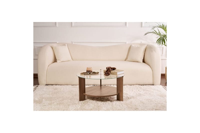 Kahvipöytä Clara 75 cm Lasilevyllä - Pähkinäpuu / Läpinäkyvä - Huonekalut - Pöytä & ruokailuryhmä - Sohvapöytä