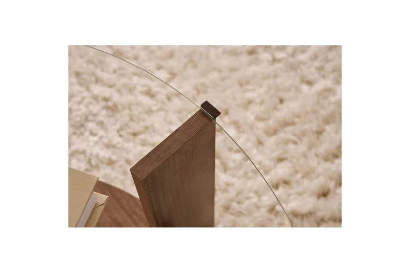 Kahvipöytä Clara 75 cm Lasilevyllä - Pähkinäpuu / Läpinäkyvä - Huonekalut - Pöyt ä & ruokailuryhmä - Sohvapöytä