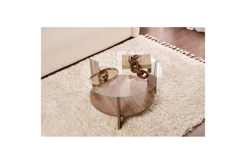 Kahvipöytä Clara 75 cm Lasilevyllä - Pähkinäpuu / Läpinäkyvä - Huonekalut - Pöytä & ruokailuryhmä - Sohvapöytä