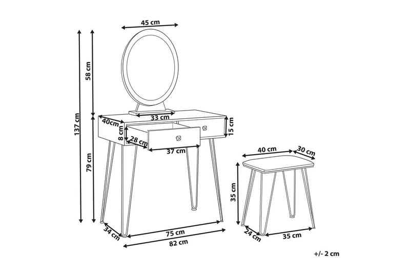Kampauspöytä Caen - Huonekalut - Pöytä & ruokailuryhmä - Meikki- & kampauspöydät