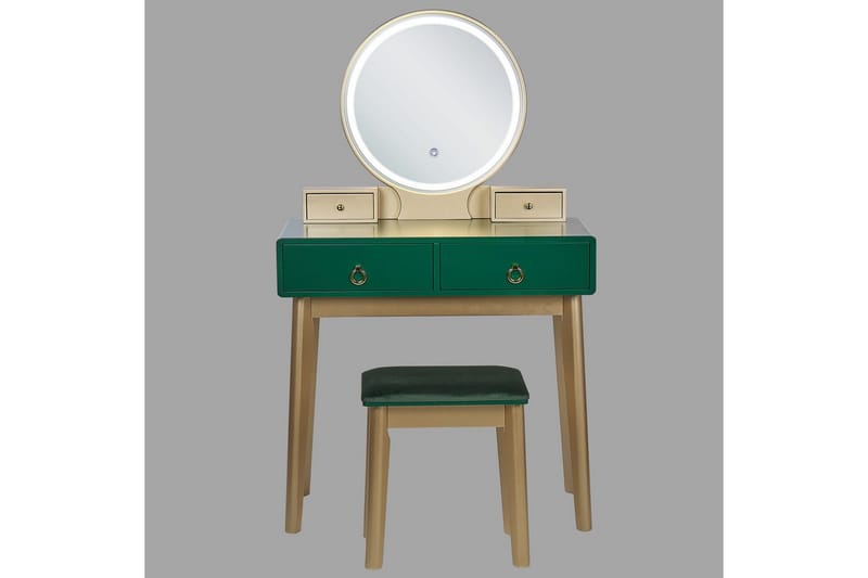 Kampauspöytä Fedry Vihreä, kulta - Vihreä, kulta - Huonekalut - Pöytä & ruokailuryhmä - Meikki- & kampauspöydät - Meikkipöytä valolla