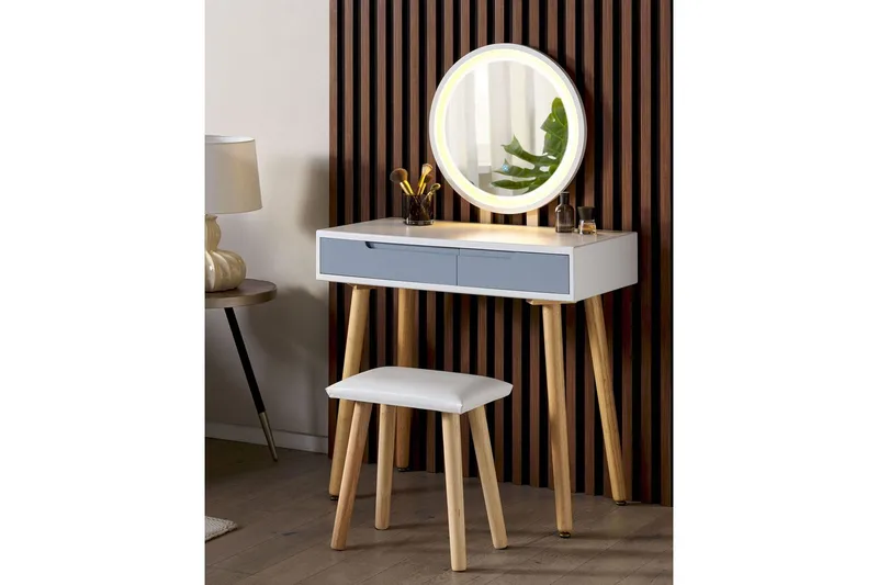 Kampauspöytä Josselin - Huonekalut - Pöytä & ruokailuryhmä - Meikki- & kampauspöydät - Meikkipöytä valolla