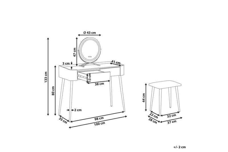 Kampauspöytä Surin - Huonekalut - Pöytä & ruokailuryhmä - Meikki- & kampauspöydät