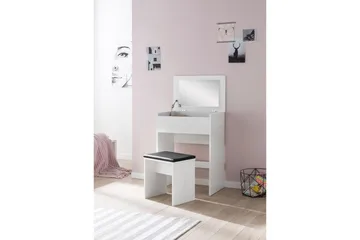 Kampauspöytä Wohnling Säilytystila Osmetic White -meikkipöydälle peilijakkaralla, klassisen moderni - Huonekalut - Pöytä & ruokailuryhmä - Meikki- & kampauspöydät - Meikkipöytä peilillä