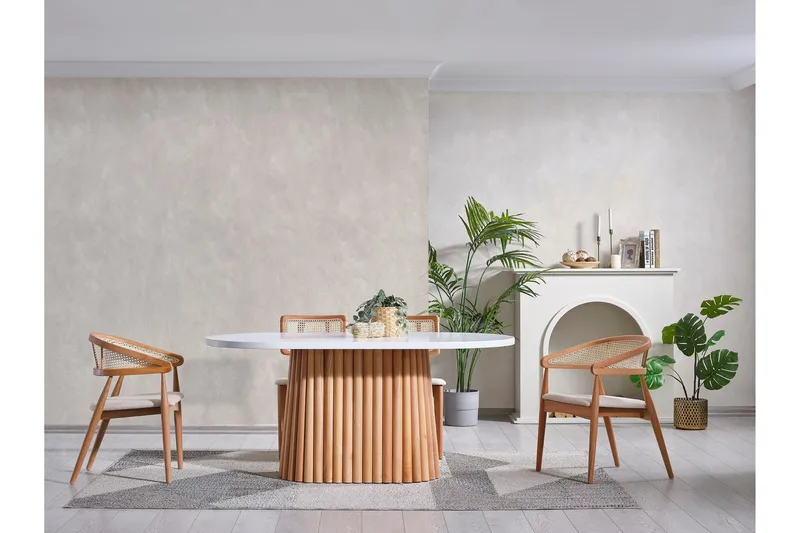 Karamea Ruokapöytä 170 cm Soikea - Valkoinen/Luonto - Huonekalut - Pöytä & ruokailuryhmä - Ruokapöydät & keittiön pöydät