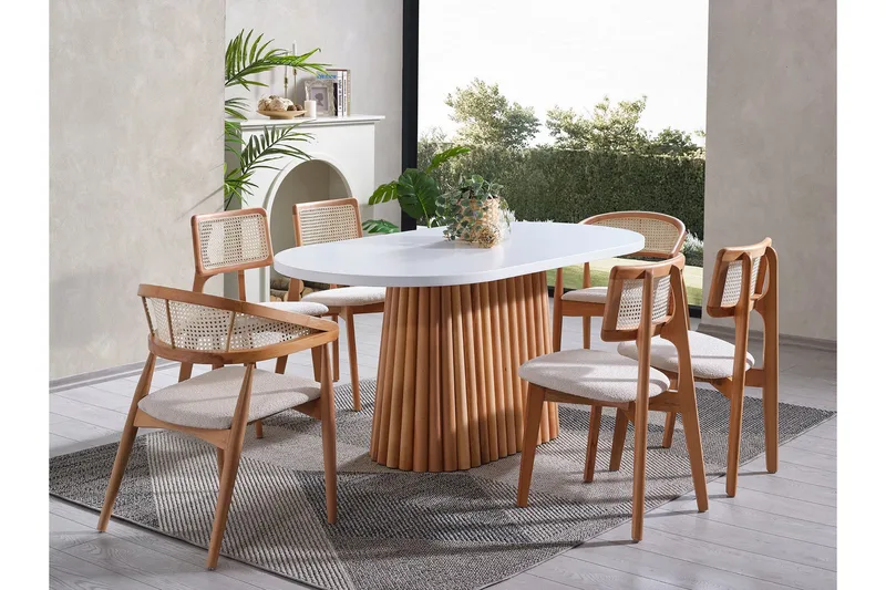 Karamea Ruokapöytä 170 cm Soikea - Valkoinen/Luonto - Huonekalut - Pöytä & ruokailuryhmä - Ruokapöydät & keittiön pöydät