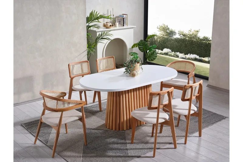 Karamea Ruokapöytä 170 cm Soikea - Valkoinen/Luonto - Huonekalut - Pöytä & ruokailuryhmä - Ruokapöydät & keittiön pöydät