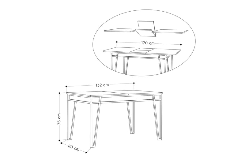 Kavilash Ruokapöytä 132 cm Suorakulmainen - Ruskea - Huonekalut - Pöytä & ruokailuryhmä - Ruokapöydät & keittiön pöydät