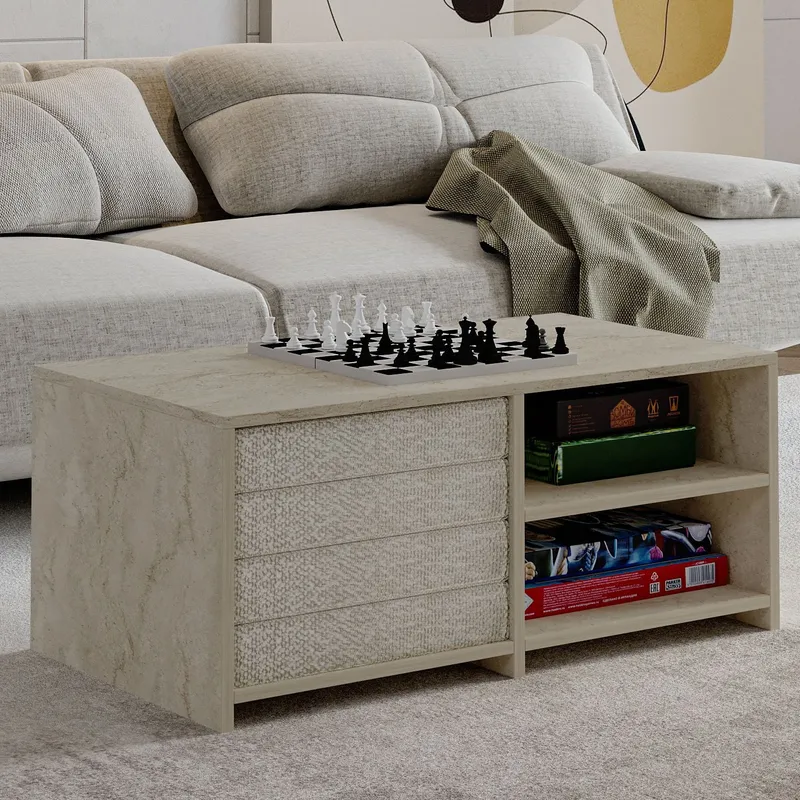 Kavon sohvapöytäsetti 90x44,1x45 cm - Travertiini - Huonekalut - Pöytä & ruokailuryhmä - Sohvapöytä