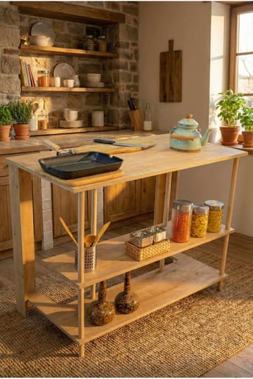Keittiösaareke Hanah Home Peka Island (120 x 89,5 x 60 cm) Sapphire Oak - Sapphire Oak - Säilytys - Keittiösaareke
