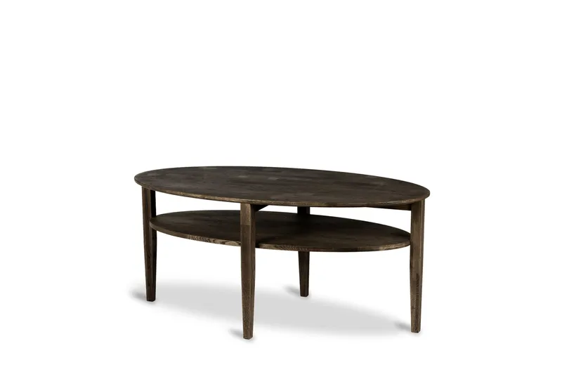 Kenton Soikea Sohvapöytä 130x70 cm massiivipuuta, Tummanruskea