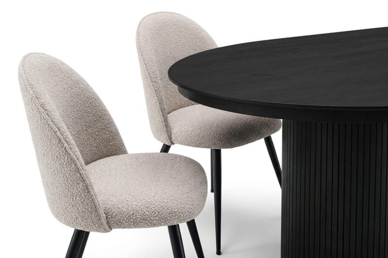 Kopparbo-ruokailuryhmä, jatkettava 140-240 cm, 6 Nibe Plus -ruokatuolia - Mustalaseerattu tammi - Huonekalut - Pöytä & ruokailuryhmä - Ruokailuryhmä