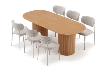 Kopparbo-ruokailuryhmä, soikea 180 cm, 6 Lucy-ruokatuolia - Tammi - Huonekalut - Pöytä & ruokailuryhmä - Ruokailuryhmä