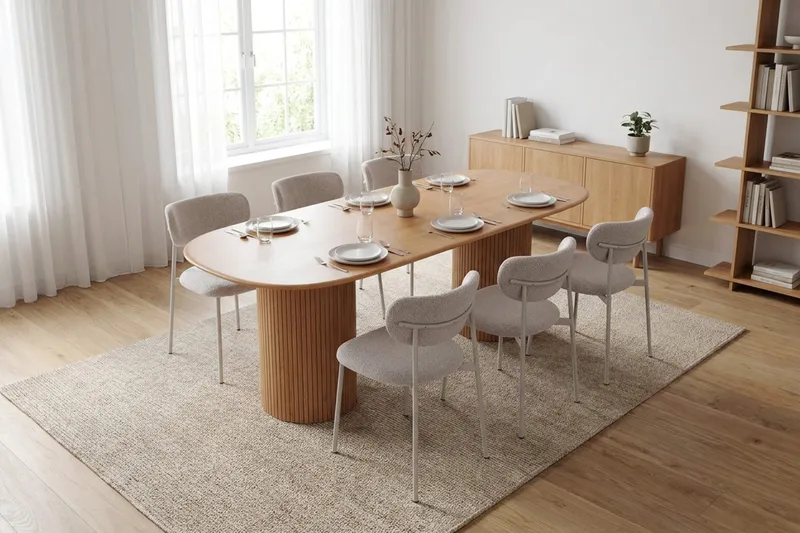 Kopparbo-ruokailuryhmä, soikea 180 cm, 6 Lucy-ruokatuolia - Tammi - Huonekalut - Pöytä & ruokailuryhmä - Ruokailuryhmä