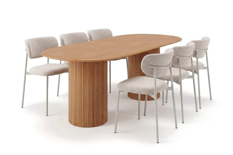 Kopparbo-ruokailuryhmä, soikea 180 cm, 6 Lucy-ruokatuolia, Tammi