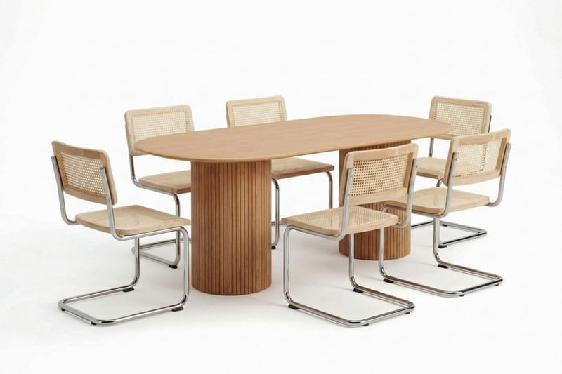 Kopparbo-ruokailuryhmä, soikea 180 cm, tammi, 6 Build-ruokailutuolia - Tammi - Huonekalut - Pöytä & ruokailuryhmä - Ruokailuryhmä