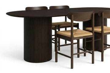 Kopparbo-ruokailuryhmä, soikea 220 cm, savutammi, 6 Elsie-ruokapöydän tuolilla - Huonekalut - Pöytä & ruokailuryhmä - Ruokailuryhmä