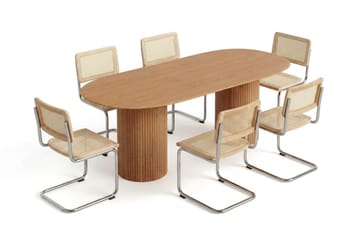 Kopparbo-ruokailuryhmä, soikea 220 cm, tammi, 6 Build-ruokailutuolia - Tammi - Huonekalut - Pöytä & ruokailuryhmä - Ruokailuryhmä