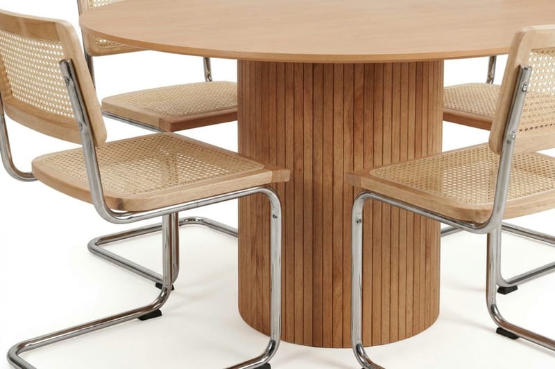 Kopparbo-ruokailuryhmä, pyöreä 130 cm, tammi, 6 Build-ruokapöydän tuolilla - Tammi - Huonekalut - Pöytä & ruokailuryhmä - Ruokailuryhmä
