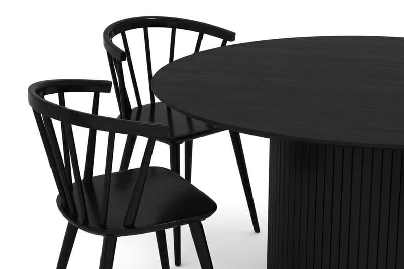 Kopparbo-ruokailuryhmä, pyöreä 180 cm, musta, 8 Tyrö-ruokatuolia - Musta - Huonekalut - Pöytä & ruokailuryhmä - Ruokailuryhmä