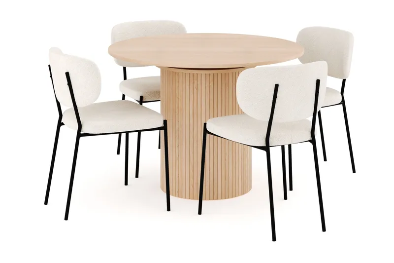 Kopparbo Ruokailuryhmä 106 cm Jatkettava, 4 Gemmiano Ruokatuolia, Whitewash