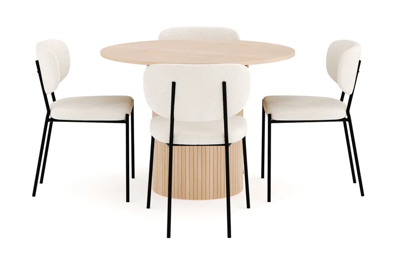 Kopparbo Ruokailuryhmä 106 cm Jatkettava, 4 Gemmiano Ruokatuolia - Whitewash - Huonekalut - Pöytä & ruokailuryhmä - Ruokailuryhmä