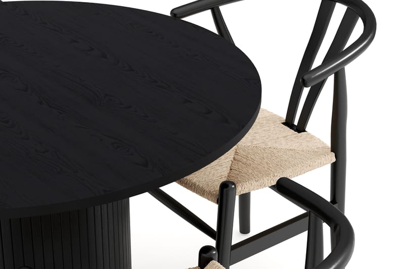 Kopparbo Ruokailuryhmä 106 cm Pyöreä ja 4 Dastoori Tuolia - Musta - Huonekalut - Pöytä & ruokailuryhmä - Ruokailuryhmä