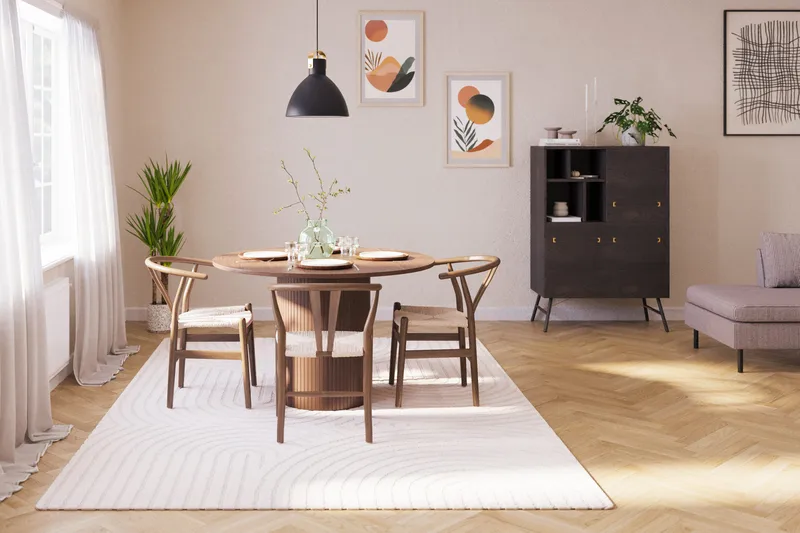 Kopparbo Ruokailuryhmä 120 cm Pyöreä ja 4 Dastoori Tuolia - Tummanruskea - Huonekalut - Pöytä & ruokailuryhmä - Ruokailuryhmä