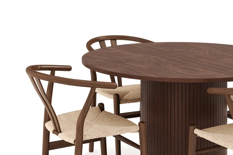 Kopparbo Ruokailuryhmä 120 cm Pyöreä ja 4 Dastoori Tuolia - Tummanruskea - Huonekalut - Pöytä & ruokailuryhmä - Ruokailuryhmä