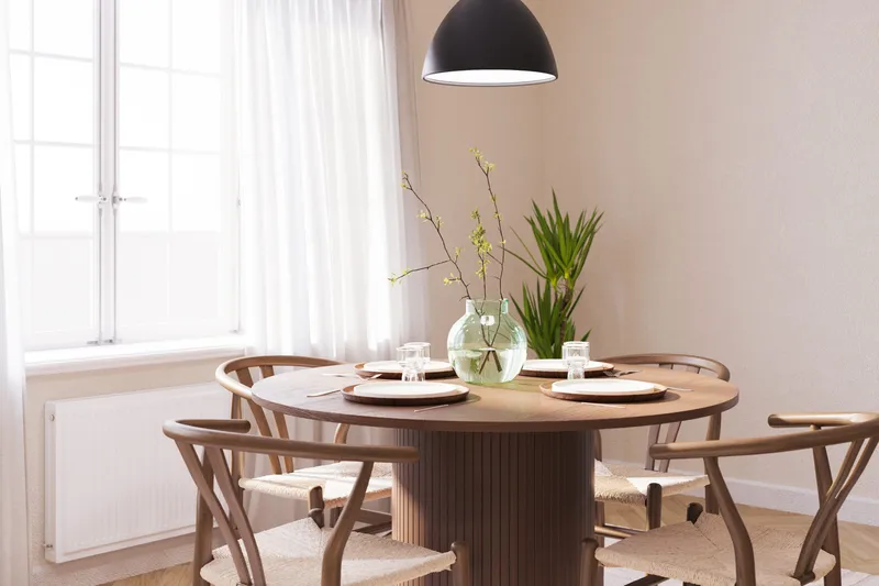 Kopparbo Ruokailuryhmä 120 cm Pyöreä ja 4 Dastoori Tuolia - Tummanruskea - Huonekalut - Pöytä & ruokailuryhmä - Ruokailuryhmä