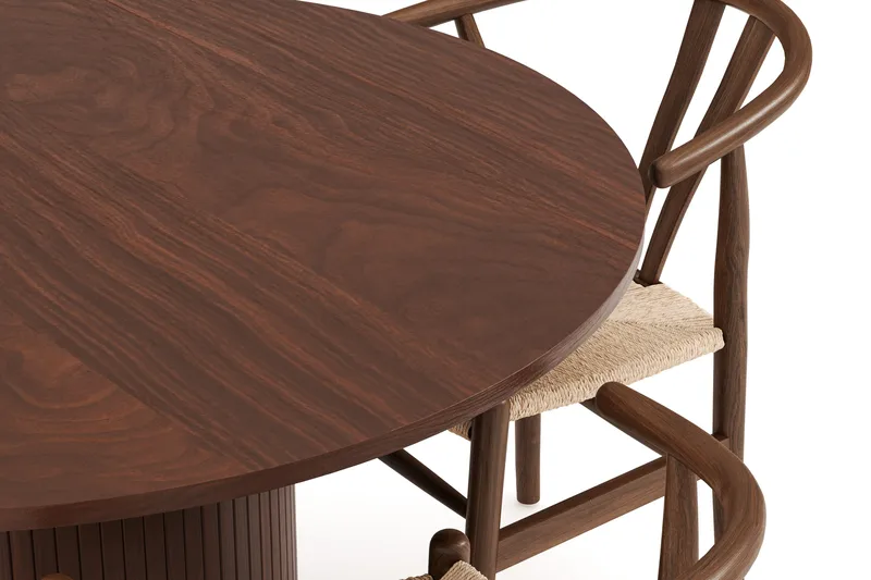 Kopparbo Ruokailuryhmä 120 cm Pyöreä ja 4 Dastoori Tuolia - Tummanruskea - Huonekalut - Pöytä & ruokailuryhmä - Ruokailuryhmä