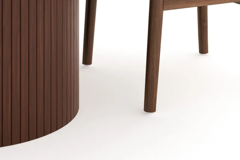 Kopparbo Ruokailuryhmä 120 cm Pyöreä ja 4 Dastoori Tuolia - Tummanruskea - Huonekalut - Pöytä & ruokailuryhmä - Ruokailuryhmä