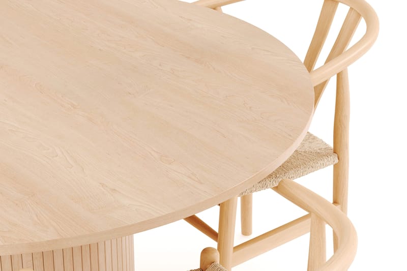 Kopparbo Ruokailuryhmä 130 cm Pyöreä ja 4 Dastoori Tuolia - Beige - Huonekalut - Pöytä & ruokailuryhmä - Ruokailuryhmä