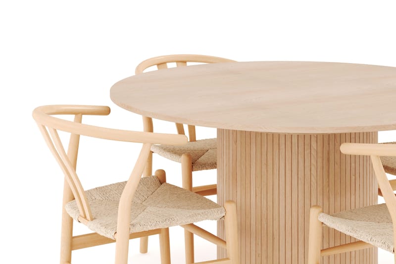 Kopparbo Ruokailuryhmä 130 cm Pyöreä Jatkettava, 4 Dastoori Ruokatuolia - Whitewash - Huonekalut - Pöytä & ruokailuryhmä - Ruokailuryhmä