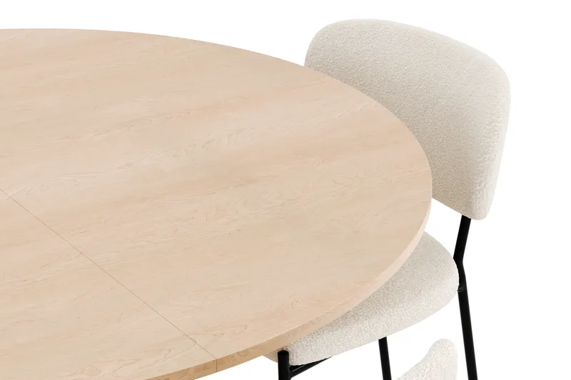 Kopparbo Ruokailuryhmä 130 cm Pyöreä Jatkettava, 4 Gemmiano Ruokatuolia - Whitewash - Huonekalut - Pöytä & ruokailuryhmä - Ruokailuryhmä