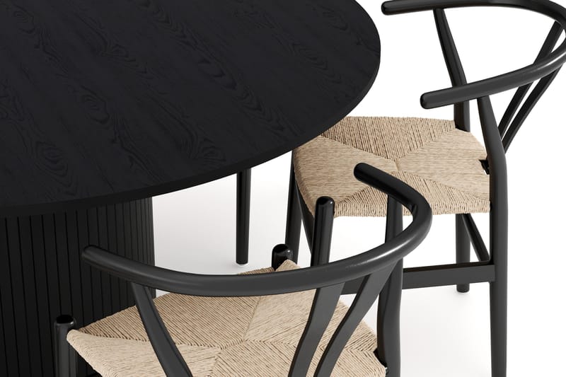 Kopparbo Ruokailuryhmä 150 cm Pyöreä ja 6 Dastoori Tuolia - Musta - Huonekalut - Pöytä & ruokailuryhmä - Ruokailuryhmä