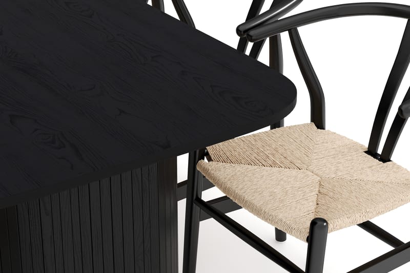 Kopparbo Ruokailuryhmä 160 cm ja 6 Dastoori Tuolia - Musta - Huonekalut - Pöytä & ruokailuryhmä - Ruokailuryhmä