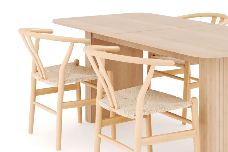Kopparbo Ruokailuryhmä 180-240 cm Jatkettava, 4 Dastoori Ruokatuolia - Whitewash - Huonekalut - Pöytä & ruokailuryhmä - Ruokailuryhmä