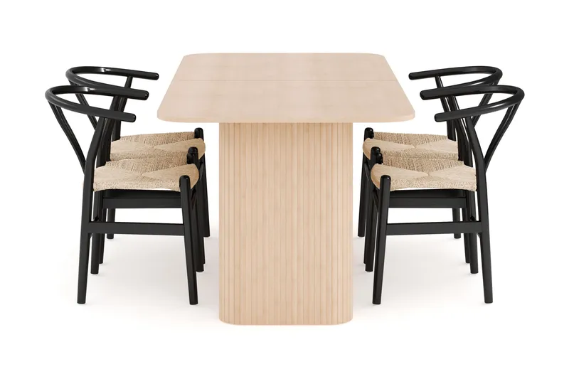 Kopparbo Ruokailuryhmä 180-240 cm Jatkettava, 4 Dastoori Ruokatuolia - Whitewash - Huonekalut - Pöytä & ruokailuryhmä - Ruokailuryhmä