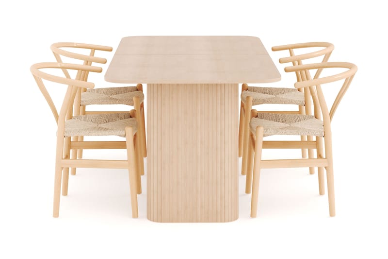 Kopparbo Ruokailuryhmä 180-240 cm Jatkettava, 4 Dastoori Ruokatuolia - Whitewash - Huonekalut - Pöytä & ruokailuryhmä - Ruokailuryhmä