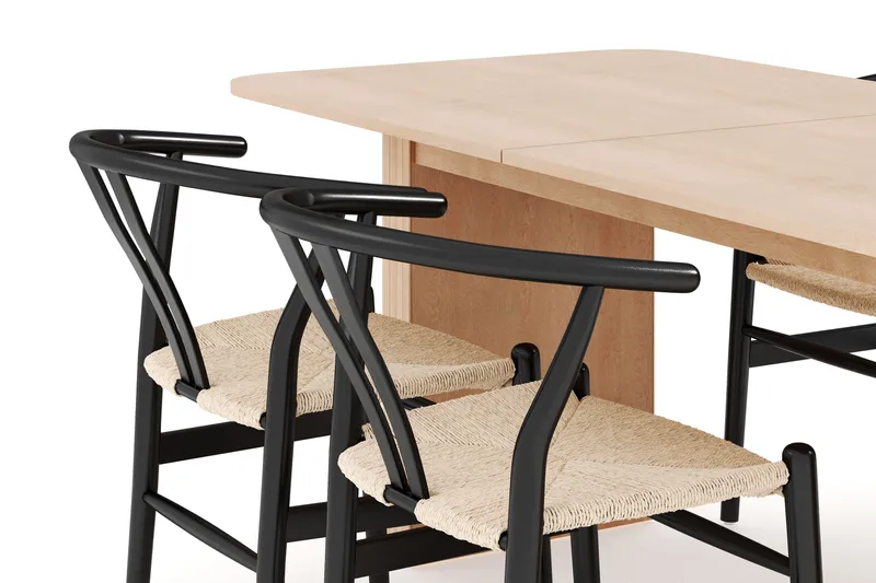 Kopparbo Ruokailuryhmä 180-240 cm Jatkettava, 4 Dastoori Ruokatuolia - Whitewash - Huonekalut - Pöytä & ruokailuryhmä - Ruokailuryhmä