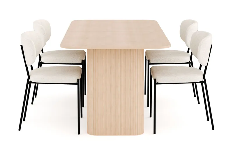 Kopparbo Ruokailuryhmä 180-240 cm Jatkettava, 4 Gemmiano Ruokatuolia - Whitewash - Huonekalut - Pöytä & ruokailuryhmä - Ruokailuryhmä